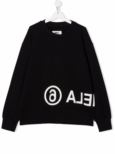 Mm6 Maison Margiela Teen Logo-print Cotton Sweatshirt In Black