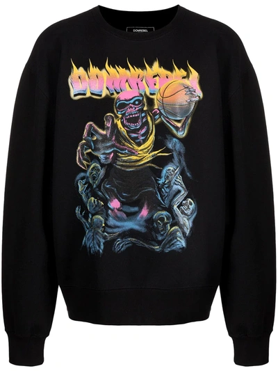 Domrebel Basketbones Print Sweatshirt In Schwarz