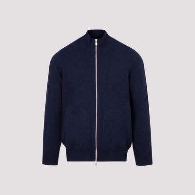 Shop Brunello Cucinelli Knitted Bomber Jacket In Navy