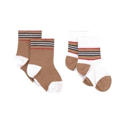 Shop Burberry Beige Icon Stripe Socks