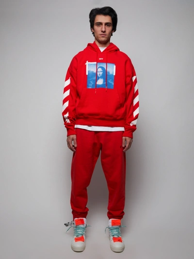 Shop Off-white Blue Mona Lisa Hoodie Fiery Red