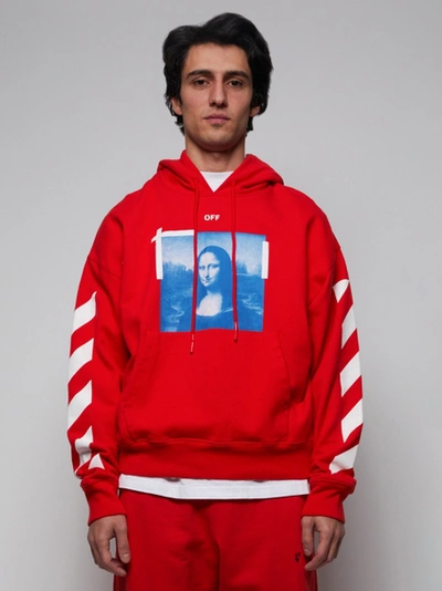 Shop Off-white Blue Mona Lisa Hoodie Fiery Red