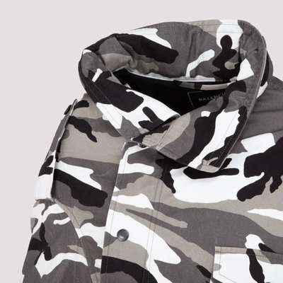 Shop Balenciaga Off-shoulder Military Parka Coat In Grey
