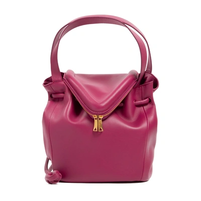 Shop Bottega Veneta Leather Satchel Bag In Pink &amp; Purple