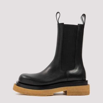 Shop Bottega Veneta Lug Leather Boots Shoes In Black