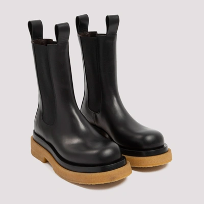 Shop Bottega Veneta Lug Leather Boots Shoes In Black