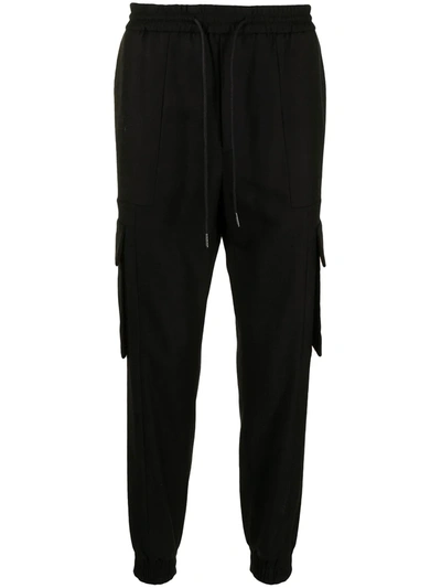 Shop Juunj Tapered Cargo Track Trousers In Black