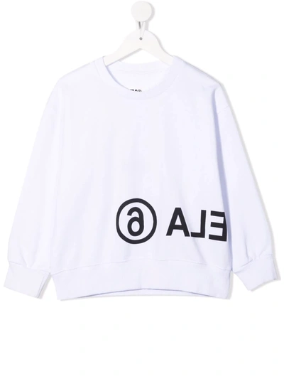 Shop Mm6 Maison Margiela Logo-print Sweatshirt In White
