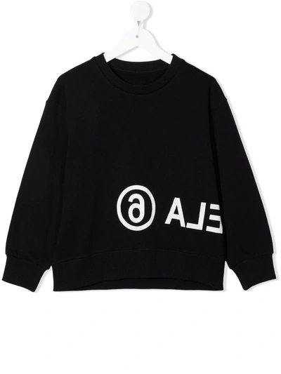 Mm6 Maison Margiela Teen Logo-print Cotton Sweatshirt In Black