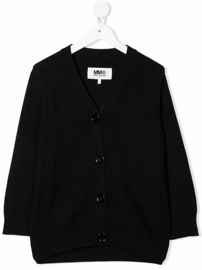 Mm6 Maison Margiela Black Cardigan For Kids In Black