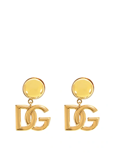 Shop Dolce & Gabbana Interlocking Logo Earrings In Gold