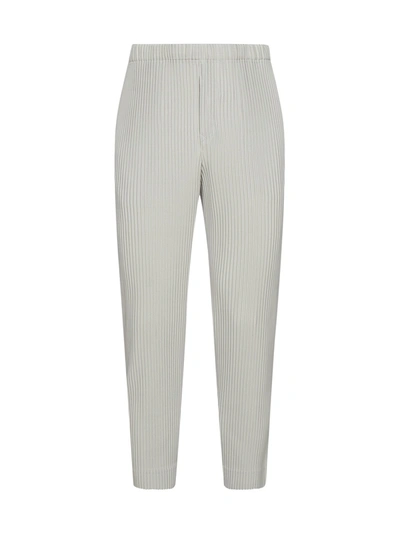 Shop Issey Miyake Homme Plissé  Pleated Cropped Pants In Grey