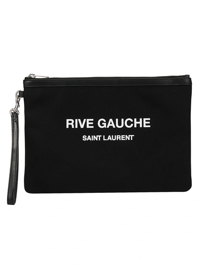 Shop Saint Laurent Rive Gauche Zipped Pouch In Black