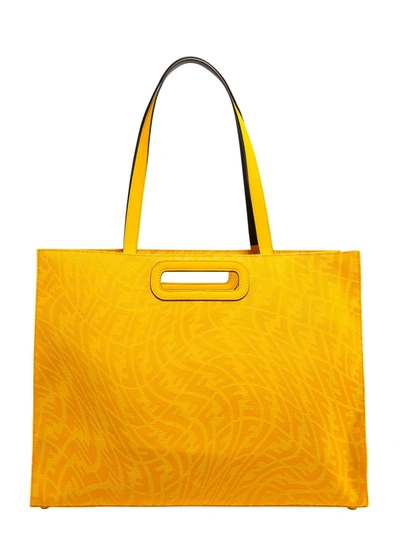Shop Fendi Ff Vertigo Jacquard Shopper Tote Bag In Yellow