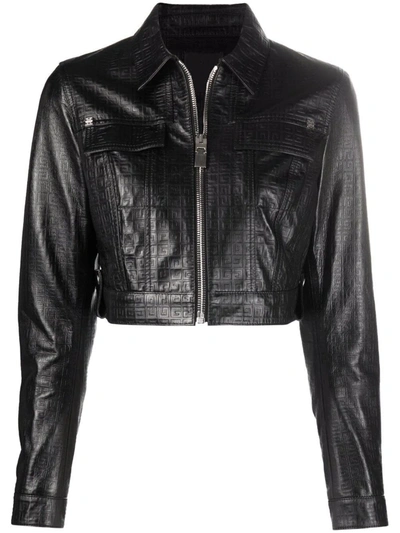Shop Givenchy Black Crop Leather Jacket In Nero