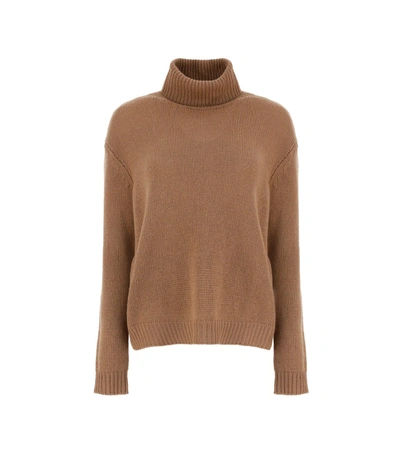 Shop Valentino Turtleneck Knit Sweater In Brown