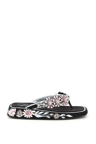 Shop Roger Vivier Slide Blossom Thong Sandals In Multi