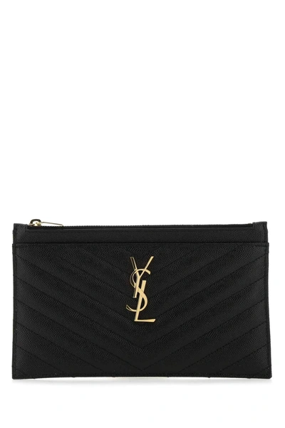 Shop Saint Laurent Monogram Clutch Bag In Black