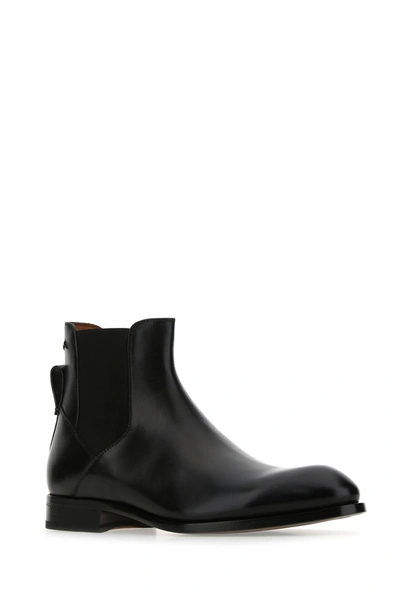 Shop Ermenegildo Zegna Black Leather Vienna Ankle Boots  Black  Uomo 10