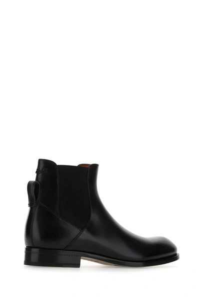 Shop Ermenegildo Zegna Black Leather Vienna Ankle Boots  Black  Uomo 10