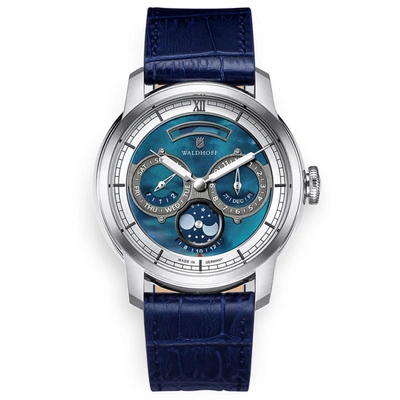 Shop Waldhoff Olympus Automatic Grey Dial Mens Watch Olympus Royal Blue In Blue,grey,silver Tone