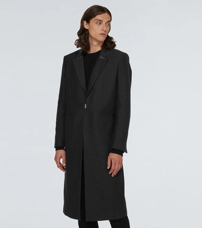 Shop Givenchy Cotton-blend Jacquard Coat In Black