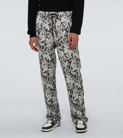 Shop Amiri Paisley Printed Pajama Pants In Black