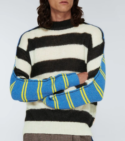 Shop Marni Striped Wool And Mohair Sweater In Multicoloured