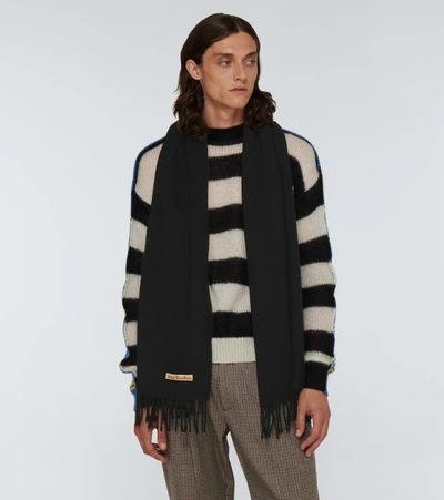 Shop Acne Studios Wool Scarf In Black