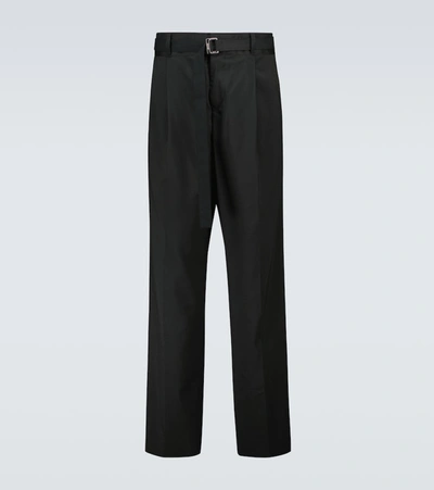 Shop Sacai Wool-blend Belted Pants In Black