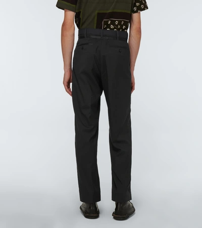 Shop Sacai Wool-blend Belted Pants In Black