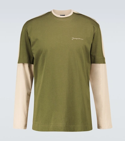 Shop Jacquemus Le T-shirt Yelò Long-sleeved T-shirt In Green