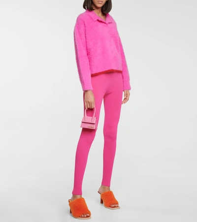 Jacquemus Le Polo Neve Textured Jumper In Pink