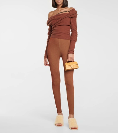 Shop Jacquemus La Maille Ascua Mohair And Wool-blend Sweater In Brown