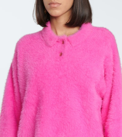 Jacquemus Le Polo Neve Textured Jumper In Pink