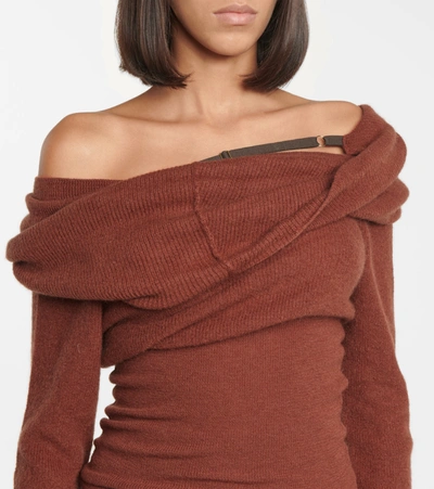Shop Jacquemus La Maille Ascua Mohair And Wool-blend Sweater In Brown