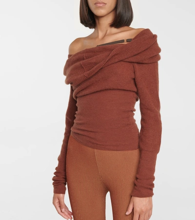 Shop Jacquemus La Maille Ascua Mohair And Wool-blend Sweater In Brown