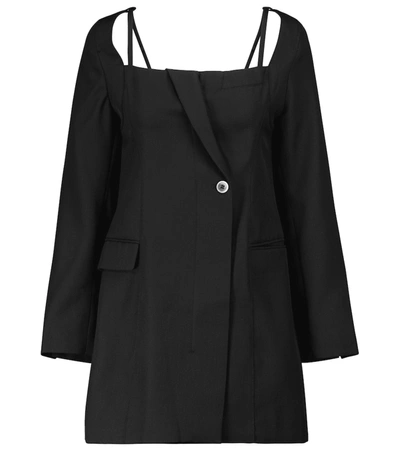 Shop Jacquemus La Robe Maniu Wool Minidress In Black