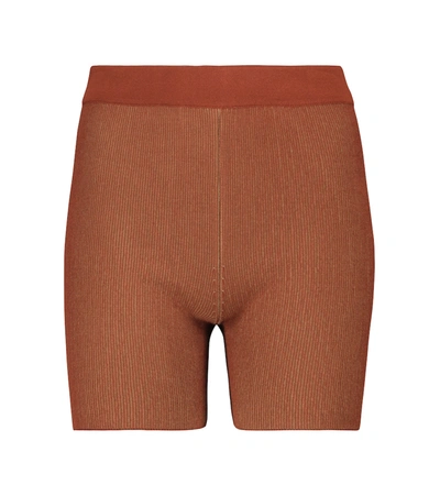 Shop Jacquemus Le Short Arancia Knit Shorts In Brown
