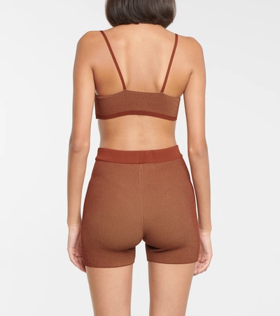 Shop Jacquemus Le Short Arancia Knit Shorts In Brown