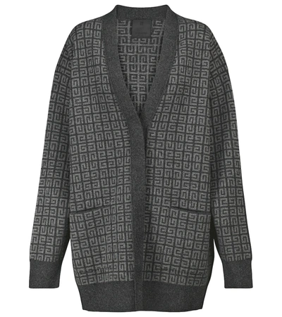 Shop Givenchy 4g Jacquard Cashmere Cardigan In Grey
