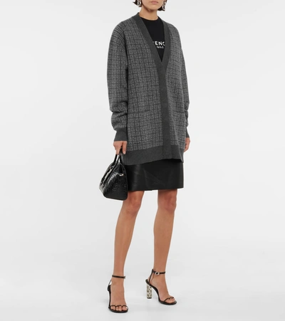 Shop Givenchy 4g Jacquard Cashmere Cardigan In Grey