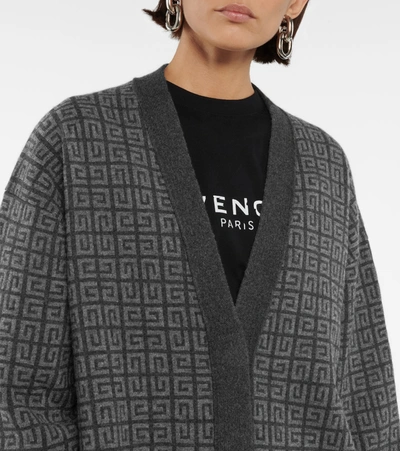 Shop Givenchy 4g Jacquard Cashmere Cardigan In Grey