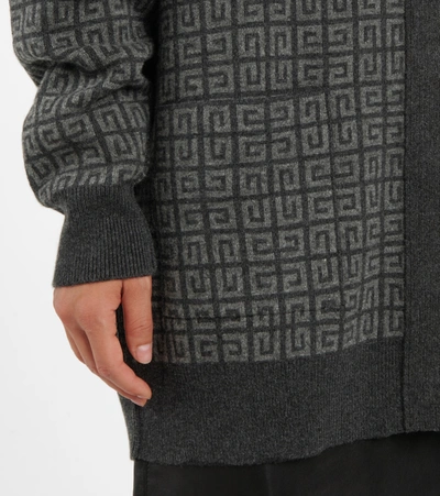 Shop Givenchy 4g Jacquard Cashmere Cardigan In Grey