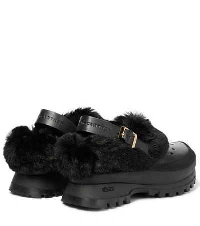 Shop Stella Mccartney Trace Faux Fur And Rubber Slippers In Black