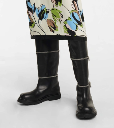 Shop Marni Convertible Leather Ankle Boots In Black