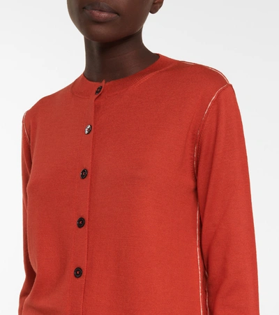 Shop Marni Wool And Silk Cardigan In Red