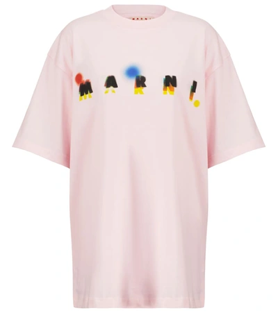 Shop Marni Logo Cotton Jersey T-shirt In Pink