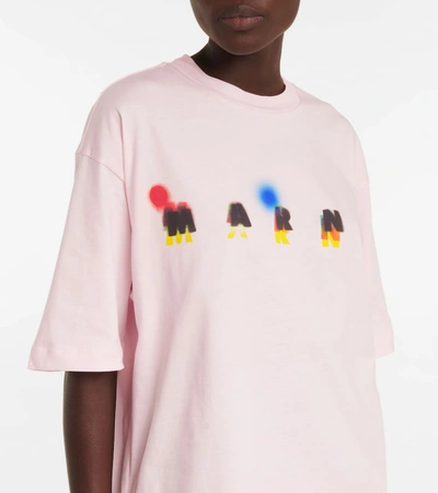 Shop Marni Logo Cotton Jersey T-shirt In Pink