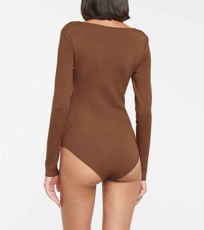 Shop Zeynep Arcay Stretch-knit Bodysuit In Brown